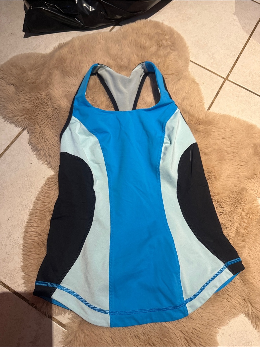 lululemon athletica Blue & Light Blue Athletic Swim One-Piece with Black Panels